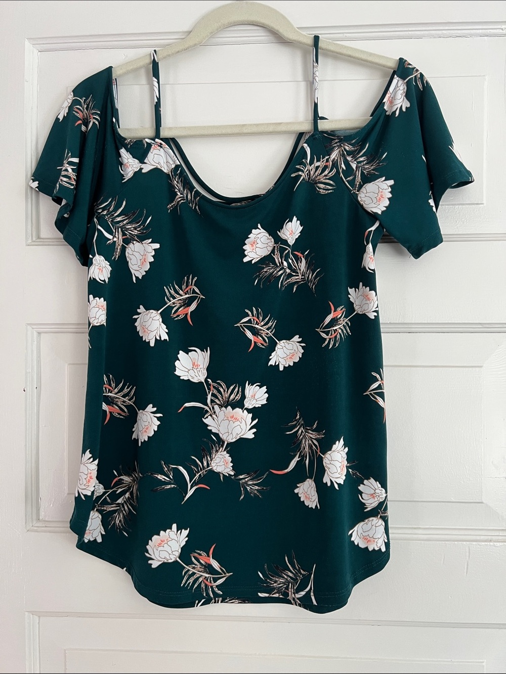 Kaileigh Dark Teal Floral Cold-Shoulder Camisole
